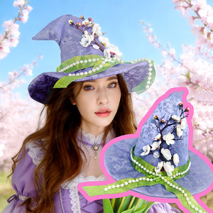 Sombrero de Bruja Luling Yaoyao, Talla Única, Diseño de Flor de Durazno, Accesorio de Disfraz para Fiestas - Product Image 1