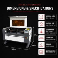 Machine de gravure et de découpe au laser CO2 9060, 900x600mm, 80W-150W, haute précision pour le bois, l'acrylique, le papier, le caoutchouc, les matériaux non métalliques