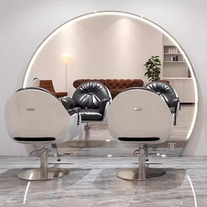 Espejo de Salón LED Arqueado de Doble Cara con Enchufe Integrado, Espejo de Pie para Dos Estilistas para Barbería y Salón - Product Image 4
