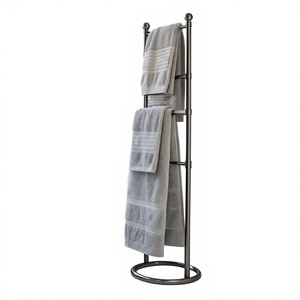 Gold Metal <b>Towel</b> Rack Minimalist Design Hanging <b>Stand</b> for Bathroom or Kitchen Durable Polished Finish - Product Image 4