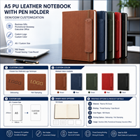 Personalisiertes A5 Hardcover-Notizbuch, Roter Gerippter Einband mit Stiftetui in Geschenkbox für Firmengeschenke
