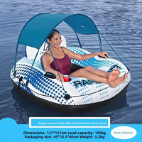 Île flottante gonflable en PVC, radeau, maison flottante, lit à coussin d'air, deux chaises longues pliantes aquatiques