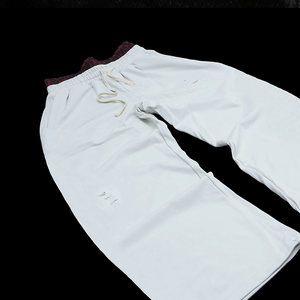 <b>Men</b> Distressed Ripped Wide Leg Sweat Pants Contrast Leopard Waistband Drawstring Hem <b>Baggy</b> Streetwear Casual <b>Trousers</b> - Product Image 2