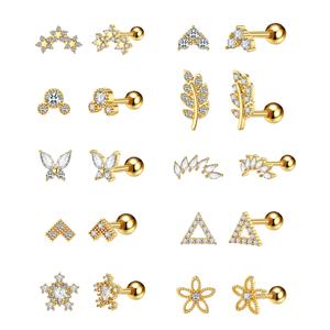 Piccolo fiore Cz cuore di cartilagine della luna orecchino <span class=keywords><strong>per</strong></span> le donne elica Tragus in acciaio inox zircone Mini <span class=keywords><strong>orecchini</strong></span> a bottone - Product Image 2