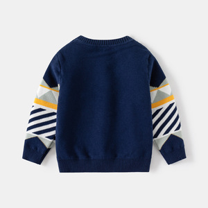 Vente en gros de vêtements pour enfants veste en laine jacquard double épaisseur pour garçons <span class=keywords><strong>cardigan</strong></span> à rayures pull élégant pour garçon - Product Image 4