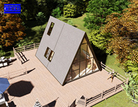 Structure en acier Solaire un Cadre Triangle Cabine avec Grands Verres Appl Moderne Préfabriqué Villa Mobile Internet Célébrité Moduler Maisons