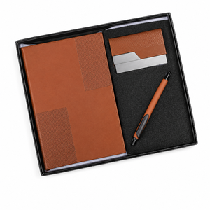 Aurelux Premium Brown PU Leather Case Bound Diary Card Holder Pen Gift <b>Set</b> for Professional Corporate Gifting & Daily Journaling - Product Image 3