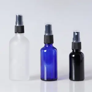 Botellas de vidrio esmerilado de aceite esencial con spray vacías, baratas y grandes existencias, MOQ bajo