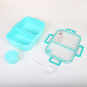 Boîte à lunch en plastique étanche pour adultes Boîte à lunch pour enfants à 2 compartiments avec Spork et Sauce Container - Product Image 4