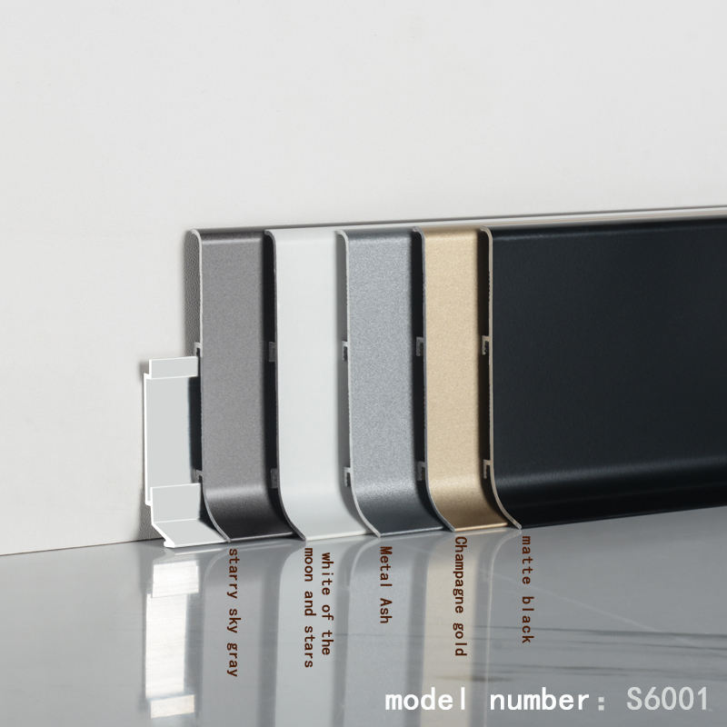 Алюминиевый плинтус S6001, 6 см