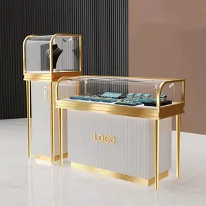 Custom Modern Design Schmuck Vitrine mit Schloss Edelstahl Schmucks chrank Luxus Juwelier geschäft Display Counter Stand