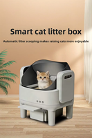 Kotak Pasir Kucing Otomatis Pintar dengan Desain Terbuka, Perlindungan Keamanan Ganda, Tempat Pasir Plastik, Kapasitas 74L, Penghilang Bau.