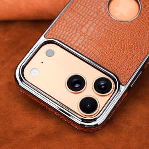 Étui de téléphone professionnel en cuir PU magnétique électroplaqué pour iPhone 17 14 15 16 Pro Max, coque arrière de protection compatible avec la recharge sans fil - Product Image 3