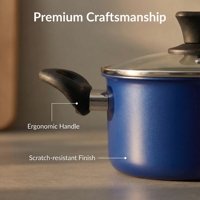 Ensemble de casseroles antiadhésives en acier au carbone de 1,0 mm, 4 pièces, personnalisé OEM, avec couvercle en verre, compatible induction et gaz