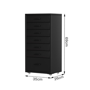 Archivador Vertical Moderno Negro de 8 Cajones, Gabinete Metálico Móvil con Cajones para Debajo del <span class=keywords><strong>Escritorio</strong></span>, para Sala de Estar, Hogar y Hotel - Product Image 1