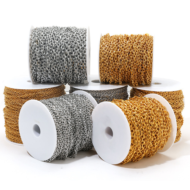 Stainless Steel Crossed Cuban Cable Chain for Pendant Necklaces Charm Bracelets Chain Link Necklace Jewelry Findings