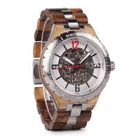 Montre automatique de luxe pour homme en acier inoxydable et bois, avec affichage lumineux, mouvement à aiguilles, cadran, logo OEM et bracelet habillé