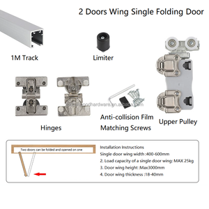 GOOD Furniture <strong>Wardrobe</strong> Soft Close <strong>2</strong>-Fold Sliding System Hotel <strong>Wardrobe</strong> <strong>2</strong> <strong>Doors</strong> Wing Single Folding <strong>Door</strong> <strong>Door</strong> Mount Single - Product Image 5