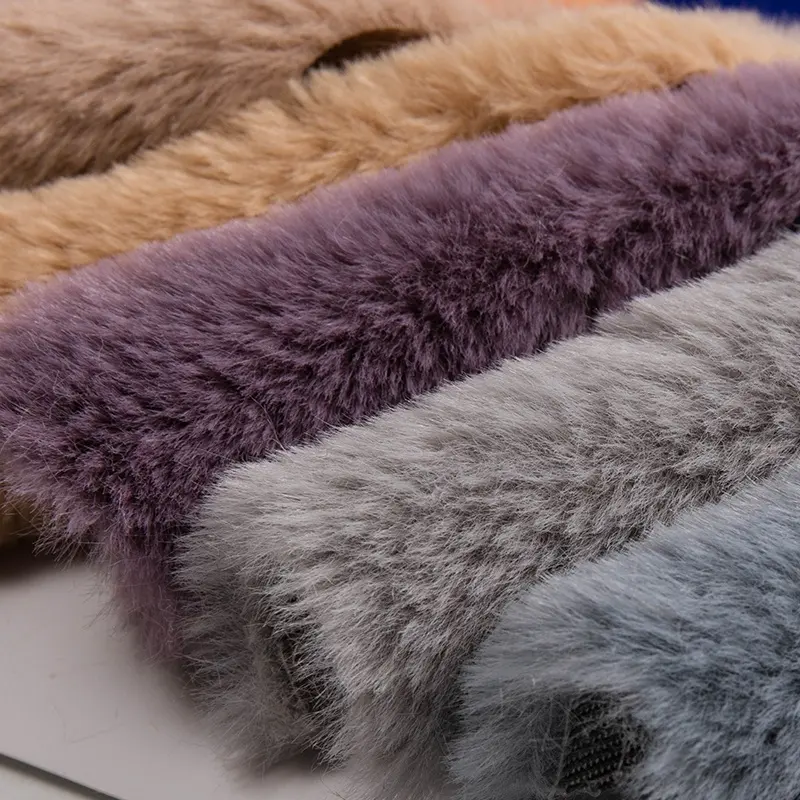 Quality winter warm soft plush pure color rabbit faux fur fabric
