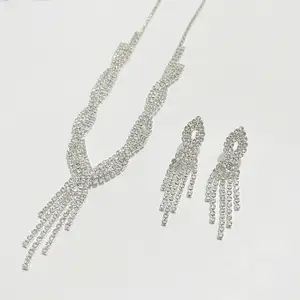 Rhinestone Tassel Bridal Jewelry Set For Wedding Banquet And Wedding Dress Accessories