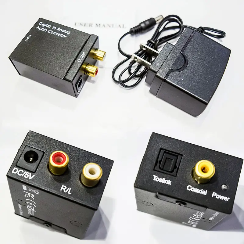 Digital to Analog audio converter with charger/with usb cable/with AUX optic cable Metal box