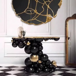 Hall d'entrée Way Hôtel Couloir Coin <span class=keywords><strong>Table</strong></span> De <span class=keywords><strong>Console</strong></span> Noir Et Or Acier Inoxydable Métal Moderne De Luxe <span class=keywords><strong>Console</strong></span> Tables - Product Image 1