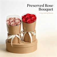 Bouquet de roses éternelles naturelles – Cadeau idéal pour la Saint-Valentin, la fête des Mères, les mariages et la décoration intérieure – Vente en gros