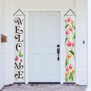 Cartel colgante de pared para puerta, cartel de <span class=keywords><strong>primavera</strong></span> para el día de la madre, de bienvenida de tulipán adecuado para patio, interior y exterior, soporte para puerta - Product Image 2