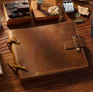 कस्टम ए 5 पूर्ण अनाज चमड़े की पत्रिका नोटबुक विंटेज स्टाइल डायरी वर्कबुक 100 शीट खाते कवर - Product Image 3