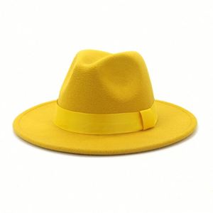 Chapeaux Fedora en feutre de laine unisexe pour hommes et femmes, couleur unie, vente en gros - Product Image 5