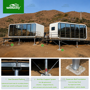WELLUCKY Maison conteneur modulaire légère préfabriquée Apple Cabin, gain <span class=keywords><strong>de</strong></span> place, pour village touristique et complexe hôtelier - Product Image 4