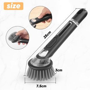 25*7.5*3cm Multi-Functional Plastic <b>Cleaning</b> <b>Brush</b> Dispenser <b>for</b> Kitchen Black Rinse Dish <b>Brush</b> <b>for</b> Pot Pans and Detergent - Product Image 2