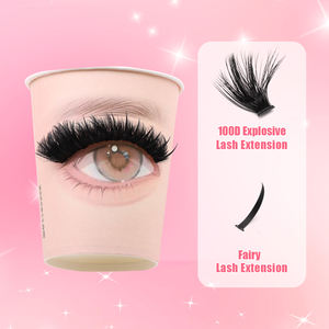 थोक मात्रा फ्फी क्लस्टर डी कर्ल डिजी क्लस्टर पलक निजी लेबल डिय लैश एक्सटेंशन - Product Image 3