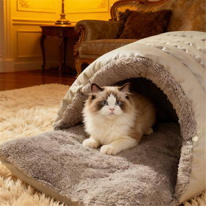 Kışlık Kapalı Kedi Yatağı Yavru Kedi Yavrusu Kışlık Uyku Tulumu Kedi Yuvası Yarı Kapalı Rüzgar Geçirmez Sıcak Küçük Köpek Kedi Yatağı Mağarası - Product Image 3