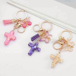 Alphabet <b>Initial</b> Letter Keychain Tassel Butterfly Pendant Key <b>Ring</b> Resin Alphabet Letter Keychains - Product Image 3
