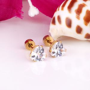 Nouveaux designs de boucles d'oreilles en forme de triangle avec vis en zircon plaqué or 18 carats, petites boucles d'oreilles dorées pour filles - Product Image 6