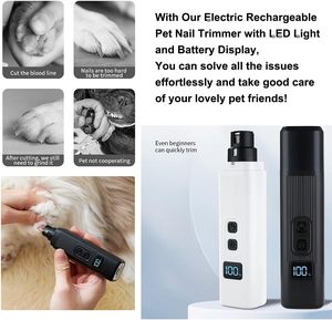 Tagliacapelli/Tagliaunghie Elettrico Ricaricabile a 2 Velocità per Cani e Gatti con Luce LED e Display Batteria, Silenzioso per la Toelettatura di Animali <span class=keywords><strong>Domestici</strong></span> di Piccola/Media/Grande Taglia - Product Image 5