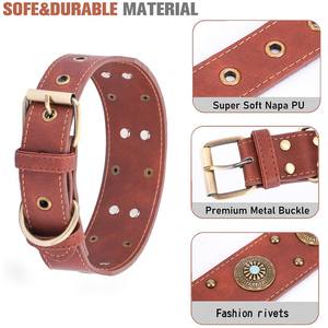 Collar de perro mediano grande de PU ajustable, suministros, accesorios para mascotas, Envío Gratis - Product Image 2
