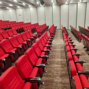 Silla Moderna para <span class=keywords><strong>Auditorio</strong></span>, Teatro o Aula Escolar, con Estructura de Aluminio, Asiento de Tela, Respaldo de Madera Sólida, Inclinable, Mobiliario para Teatro - Product Image 1