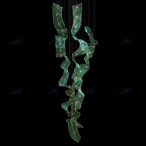 <span class=keywords><strong>Lustre</strong></span> en cristal créatif en forme de <span class=keywords><strong>vague</strong></span> pour centre commercial, hall d'hôtel, salle de banquet, décoration personnalisée, ruban en verre - Product Image 2
