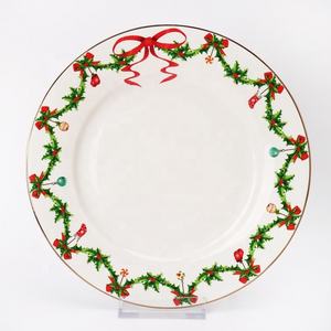 Juego <span class=keywords><strong>de</strong></span> platos <span class=keywords><strong>de</strong></span> porcelana redondos, vajilla china <span class=keywords><strong>de</strong></span> hueso, estilo navideño excelente, novedad - Product Image 2