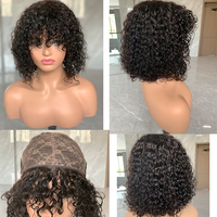 Perruques en cheveux humains bouclés crépus sans colle avec frange, sans dentelle frontale, prêtes à porter, fabriquées à la machine, fournisseur de perruques péruviennes en gros