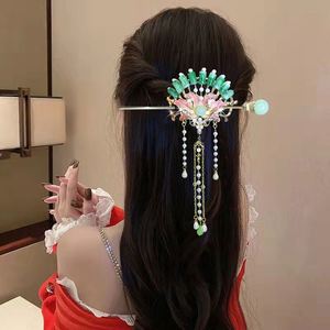 Horquilla China Hanfu Hecha a Mano con Diseño Floral y Borlas Largas para Mujeres y Niñas, Accesorio para el Cabello de Estilo Antiguo - Product Image 1