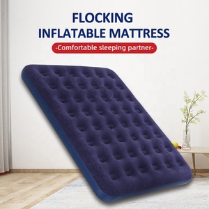 Colchón de cama de aire de un solo tamaño para soplar, cama de aire flocada inflable para acampar - Product Image 5