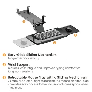 Ergonomic trượt có thể điều chỉnh underdesk Kệ máy tính xoay dưới bàn Khay bàn phím với chuột Pad cho chơi game nhà văn phòng bàn - Product Image 2