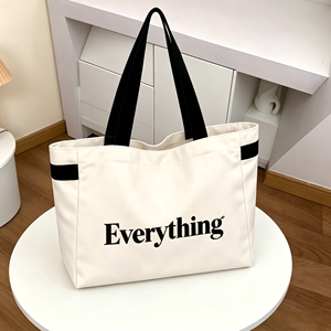 Hot Sales Eco Friendly Students School <b>Canvas</b> Shoulder Bag Large Travel Natural Cotton <b>Canvas</b> <b>Tote</b> Bag With Custom Letter Logo - Product Image 3