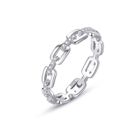 Mode populaire doigt unisexe creux anneaux 100% 925 argent Sterling Micro pavé Zircon cubain chaîne anneaux pour les femmes