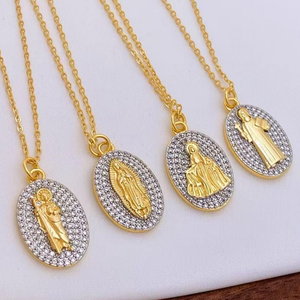 Colgante de circonita cúbica chapada en oro/plata de moda, colgante de circonita cúbica de religión de <span class=keywords><strong>San</strong></span> <span class=keywords><strong>Benito</strong></span>/Virgen María/<span class=keywords><strong>San</strong></span> Judas, colgante de circonita cúbica al por mayor - Product Image 4