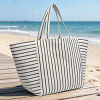 Sac de plage rayé surdimensionné écologique grande capacité pour femme, idéal pour la piscine, les vacances, le week-end, vente en gros