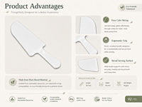 Couteau à gâteau CPLA en gros d'usine 187 mm, spatule à gâteau biodégradable et compostable, vaisselle jetable